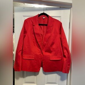 Coral coloured one-button blazer. Reitmans, size 2x.